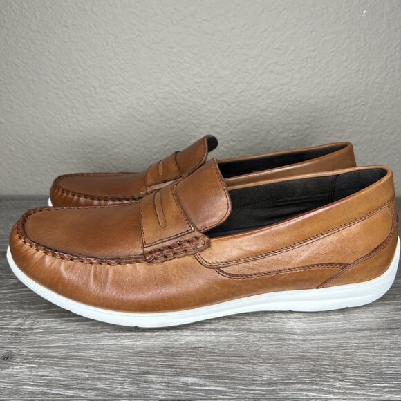 Hush Puppies Bounce Mens Leather Penny Loafer Shoes Brown Size 12 Comfort Preppy - Picture 2 of 9